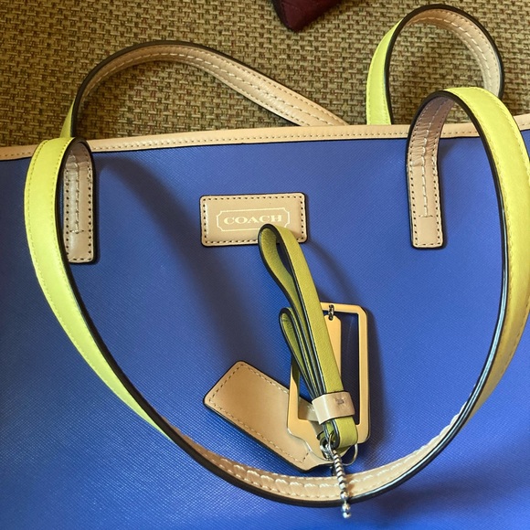 COACH PARK METRO LEATHER TOTE BLUE - Picture 6 of 7